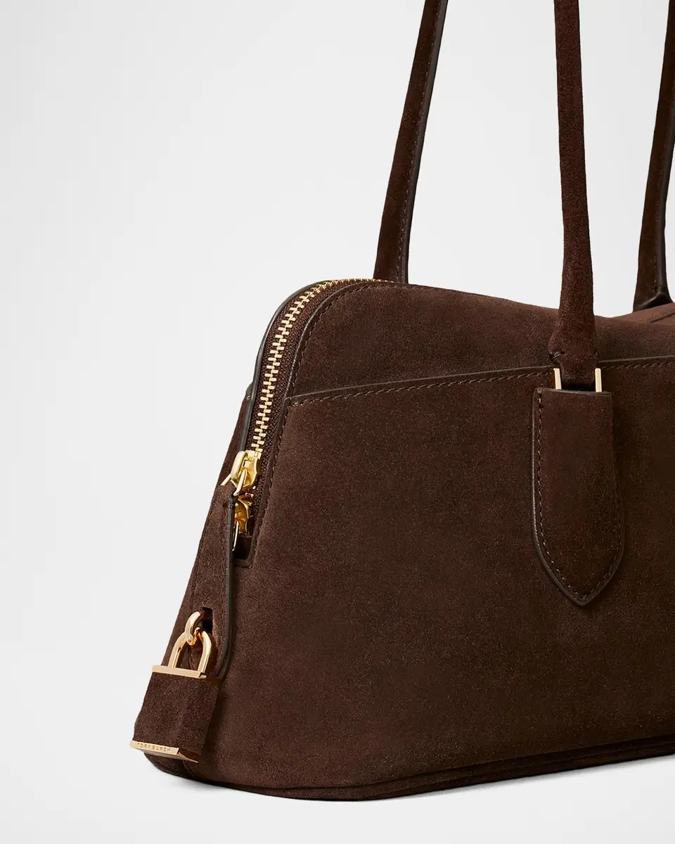 Tory Burch Lock East-West Suede Satchel | Thumbnail 4 Tory Burch Lock East-West Suede Satchel | Thumbnail 4