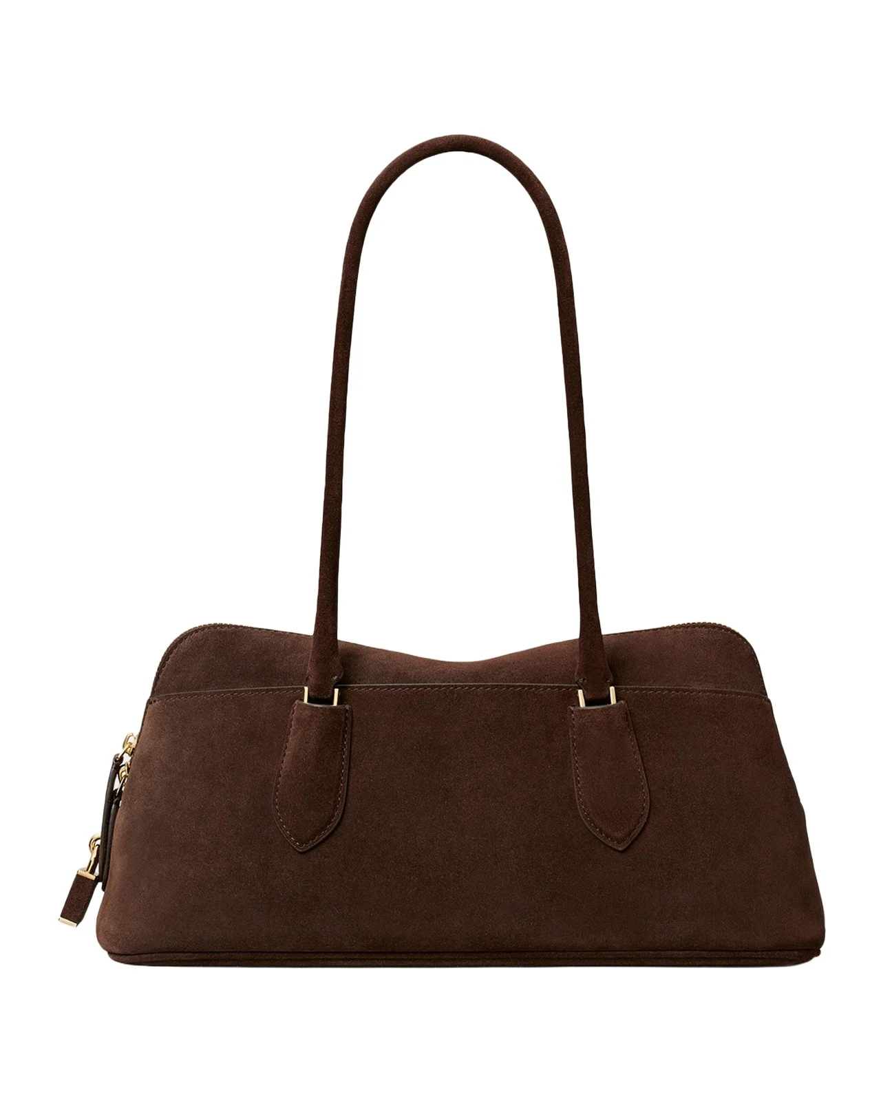 Lock East-West Suede Satchel