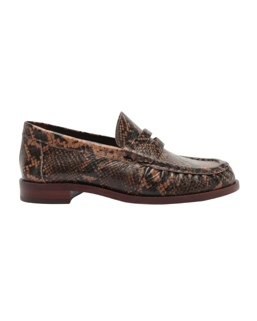 Schutz Tyche Snake-Printed Leather Penny Loafers | Image 1 Schutz Tyche Snake-Printed Leather Penny Loafers | Image 1