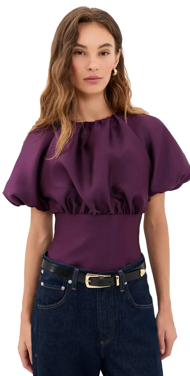 Self Portrait Taffeta Top Purple | Image 1 Self Portrait Taffeta Top Purple | Image 1