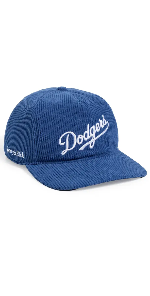 Sporty & Rich Dodgers Corduroy Hat Team Blue White One Size | Image 1 Sporty & Rich Dodgers Corduroy Hat Team Blue White One Size | Image 1