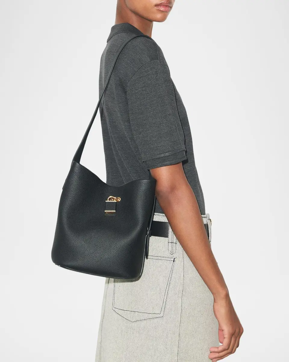 Tory Burch Lock Medium Slim Pebble Leather Bucket Bag | Thumbnail 2 Tory Burch Lock Medium Slim Pebble Leather Bucket Bag | Thumbnail 2