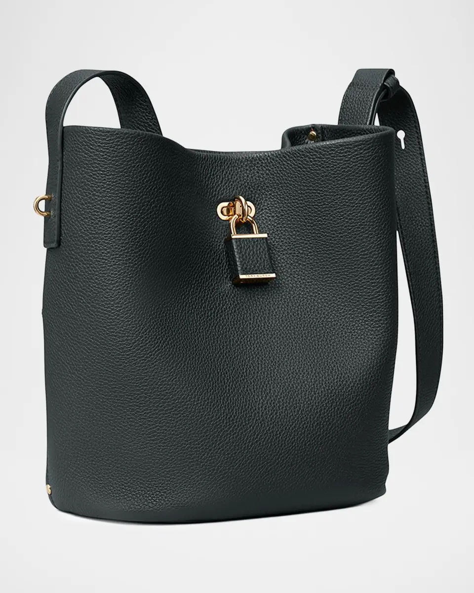 Tory Burch Lock Medium Slim Pebble Leather Bucket Bag | Thumbnail 3 Tory Burch Lock Medium Slim Pebble Leather Bucket Bag | Thumbnail 3