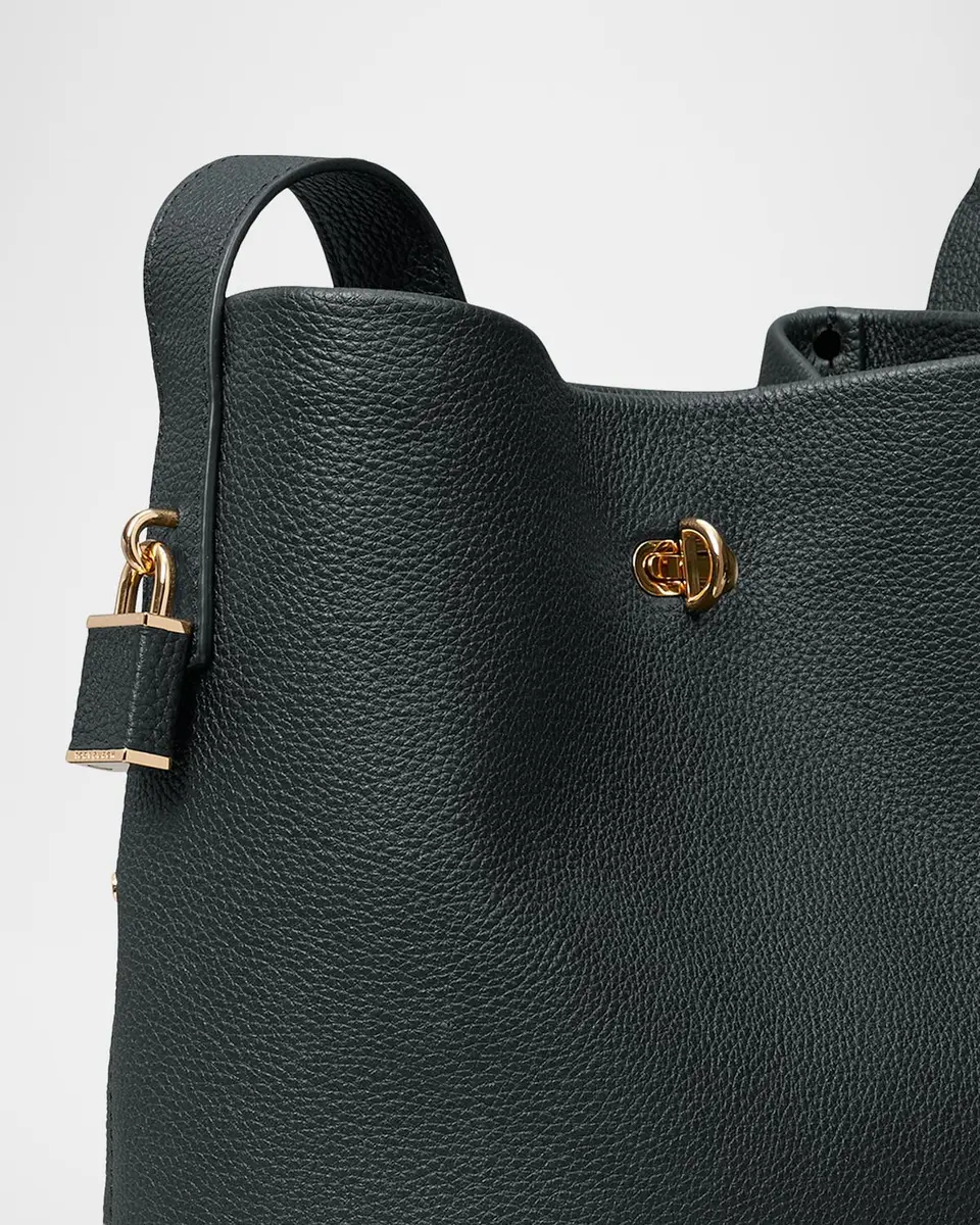 Tory Burch Lock Medium Slim Pebble Leather Bucket Bag | Thumbnail 4 Tory Burch Lock Medium Slim Pebble Leather Bucket Bag | Thumbnail 4
