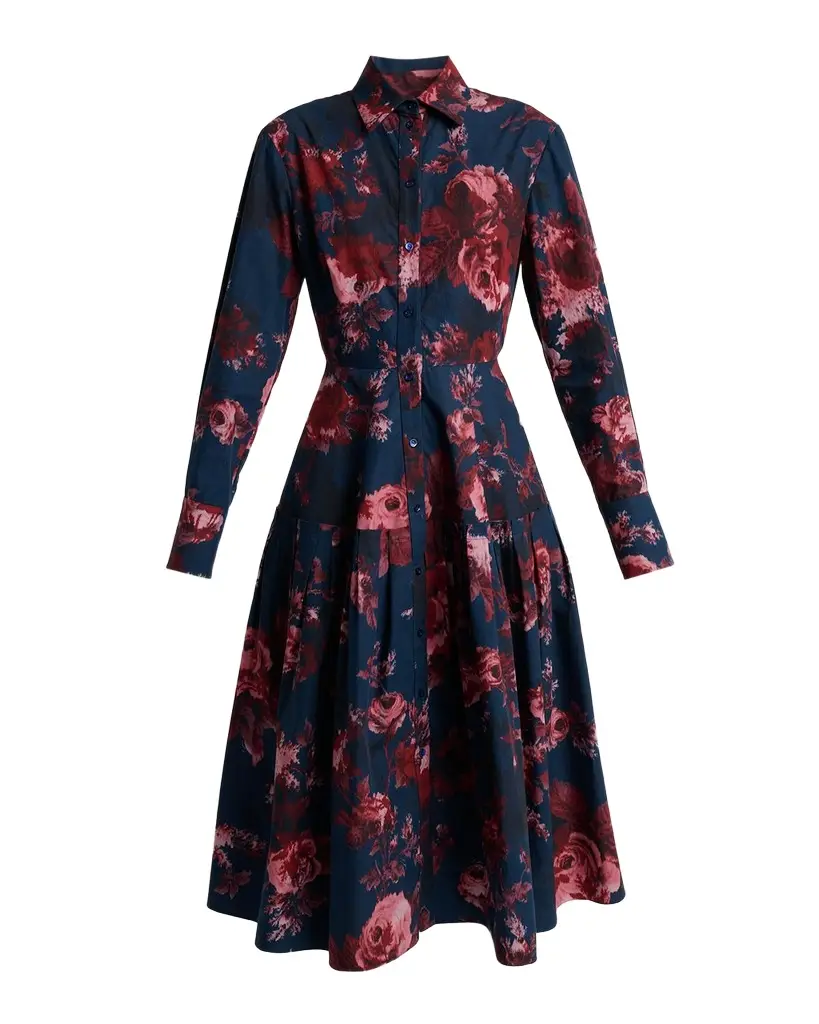 Erdem Floral Cotton Midi Shirtdress | Image 1 Erdem Floral Cotton Midi Shirtdress | Image 1