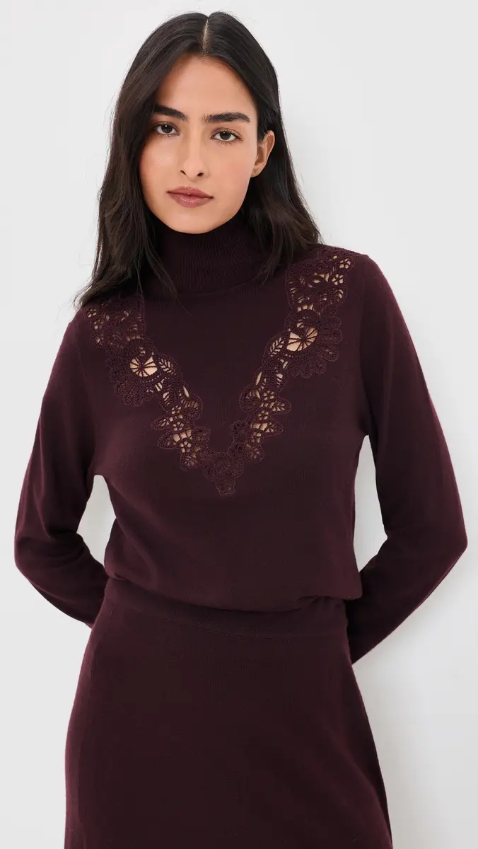 Zimmermann Valiant Merino Wool Lace Turtleneck Sweater | Thumbnail 2 Zimmermann Valiant Merino Wool Lace Turtleneck Sweater | Thumbnail 2