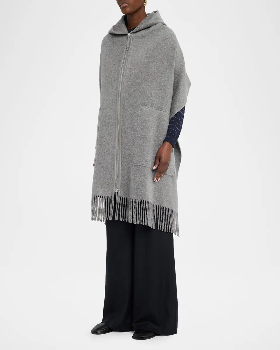 Lafayette 148 New York Fringed Double-Face Cashmere Hooded Poncho | Thumbnail 4 Lafayette 148 New York Fringed Double-Face Cashmere Hooded Poncho | Thumbnail 4