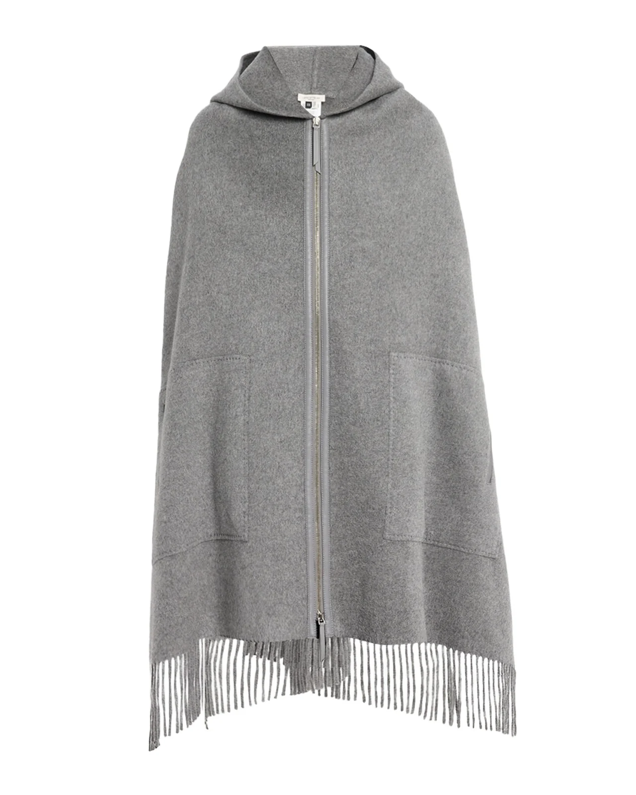 Fringed Double-Face Cashmere Hooded Poncho Fringed Double-Face Cashmere Hooded Poncho