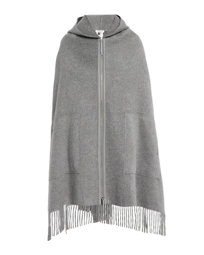 Lafayette 148 New York Fringed Double-Face Cashmere Hooded Poncho | Image 1 Lafayette 148 New York Fringed Double-Face Cashmere Hooded Poncho | Image 1
