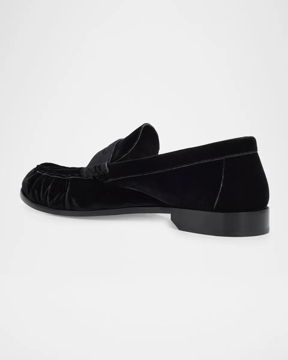 Saint Laurent Men's LE Cassandre YSL Moc-Toe Loafers in Velvet | Thumbnail 2 Saint Laurent Men's LE Cassandre YSL Moc-Toe Loafers in Velvet | Thumbnail 2