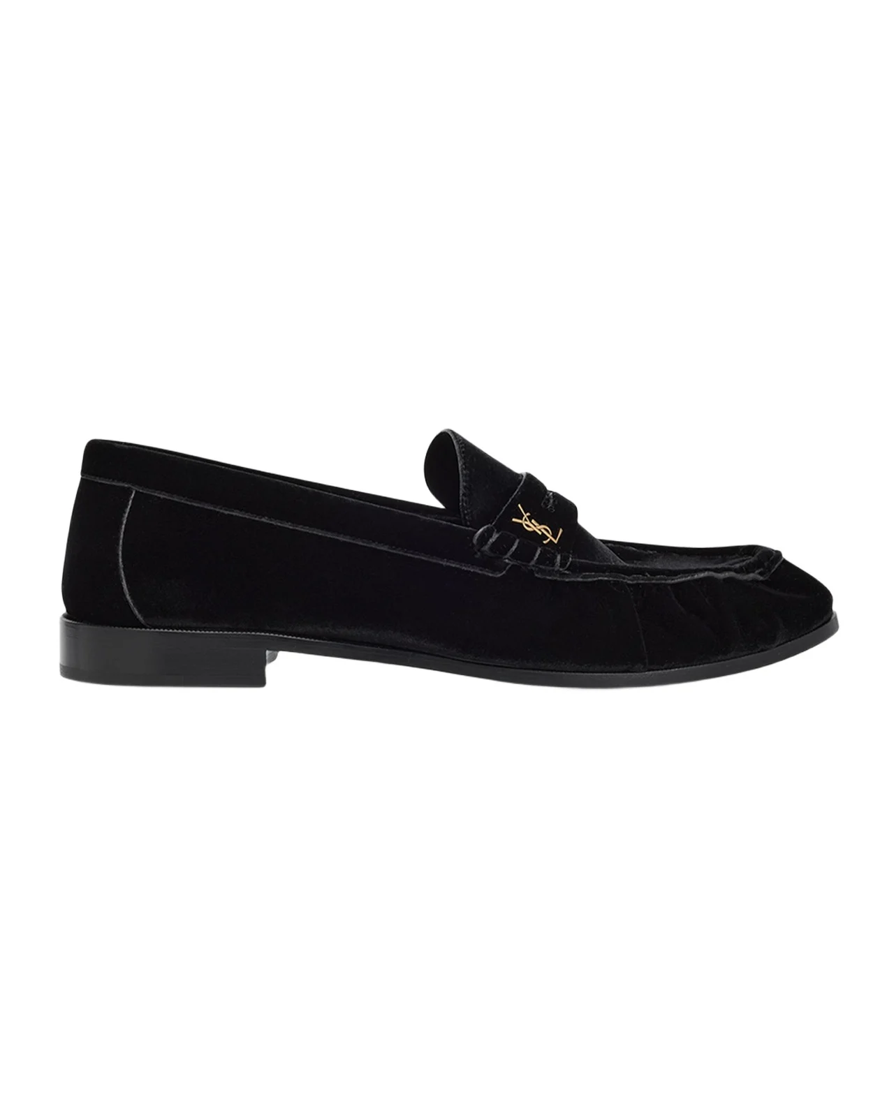 Saint Laurent Men's LE Cassandre YSL Moc-Toe Loafers in Velvet