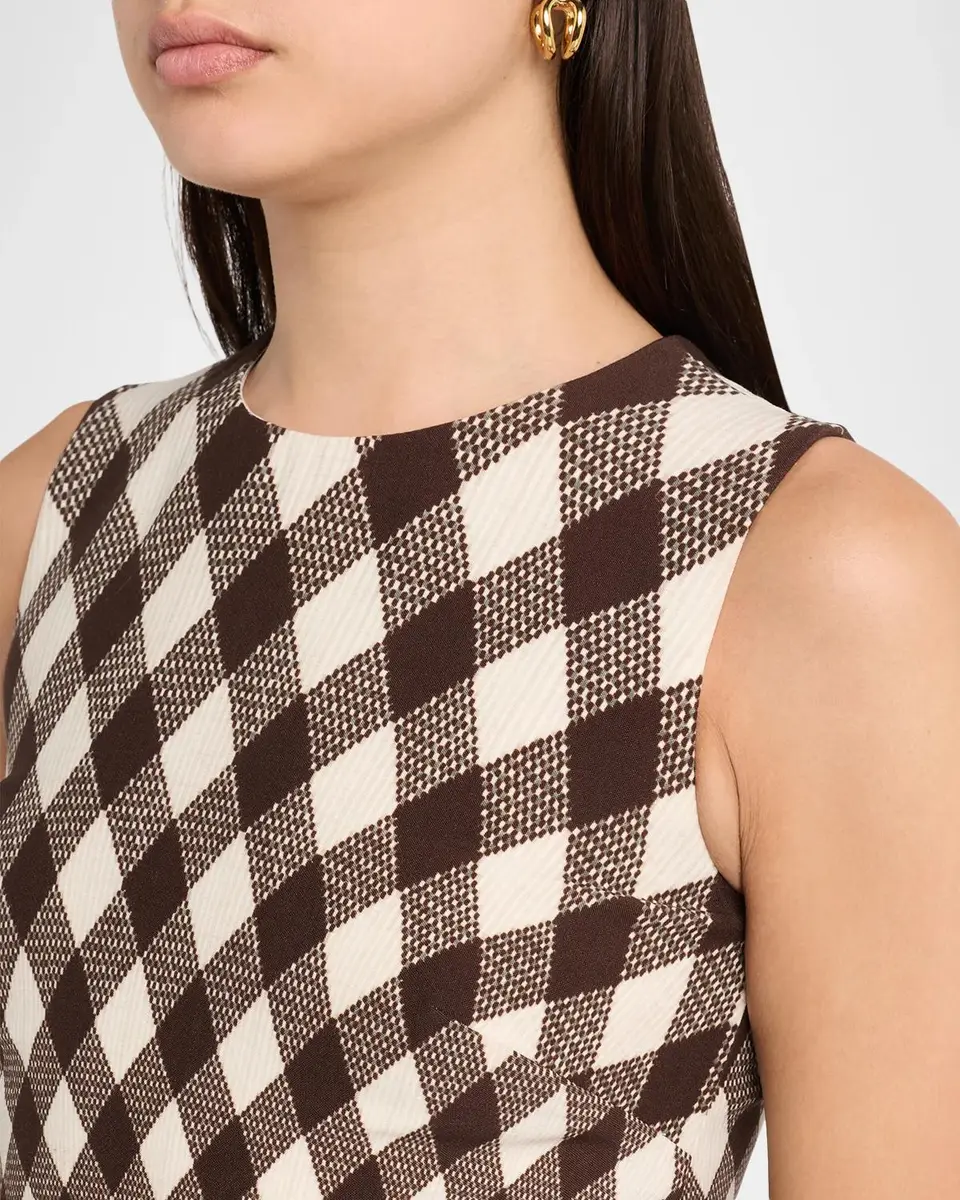 Oscar de la Renta Sleeveless Argyle Wool Belted Midi Dress | Thumbnail 5 Oscar de la Renta Sleeveless Argyle Wool Belted Midi Dress | Thumbnail 5