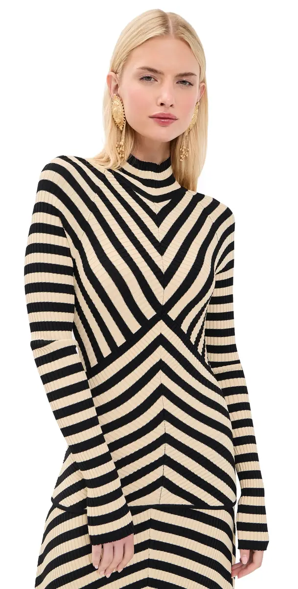 Zimmermann Valiant Deco Stripe Sweater Black/Cream | Image 1 Zimmermann Valiant Deco Stripe Sweater Black/Cream | Image 1
