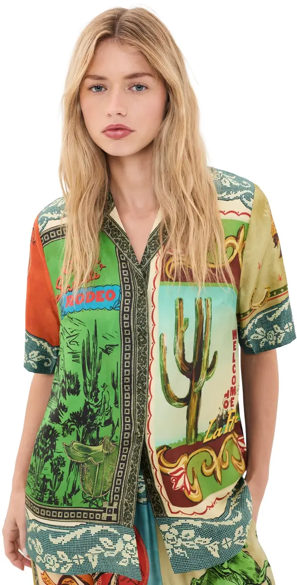 ALÉMAIS Ace Silk Button Down Shirt Multi | Image 1 ALÉMAIS Ace Silk Button Down Shirt Multi | Image 1