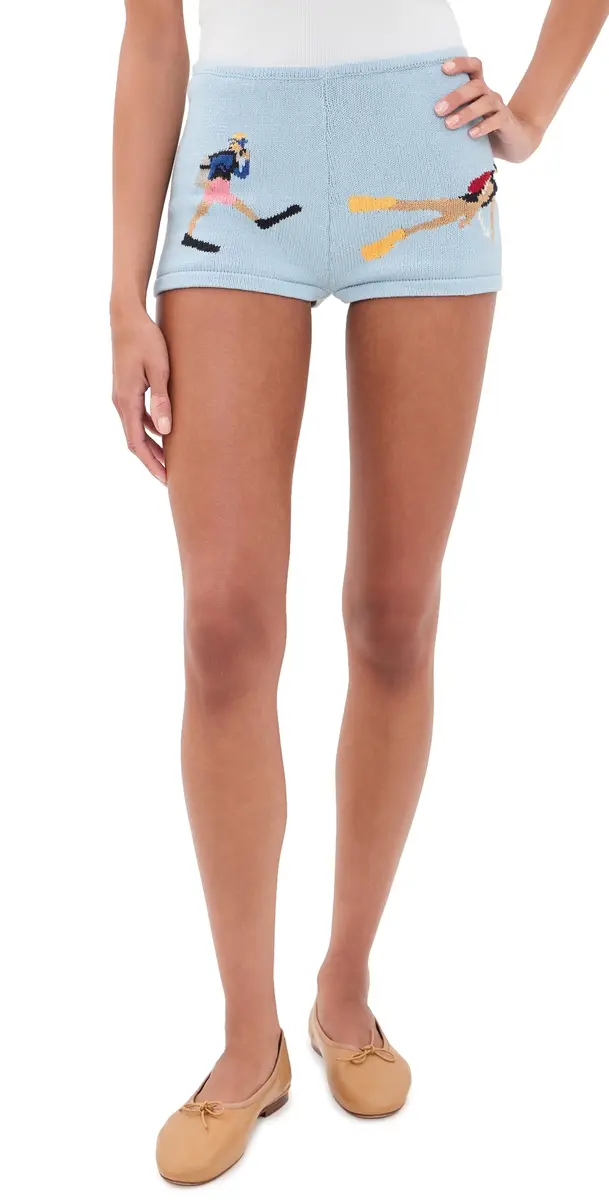 Yellow the Label Diver Cotton Knit Shorts Light Blue | Image 1 Yellow the Label Diver Cotton Knit Shorts Light Blue | Image 1