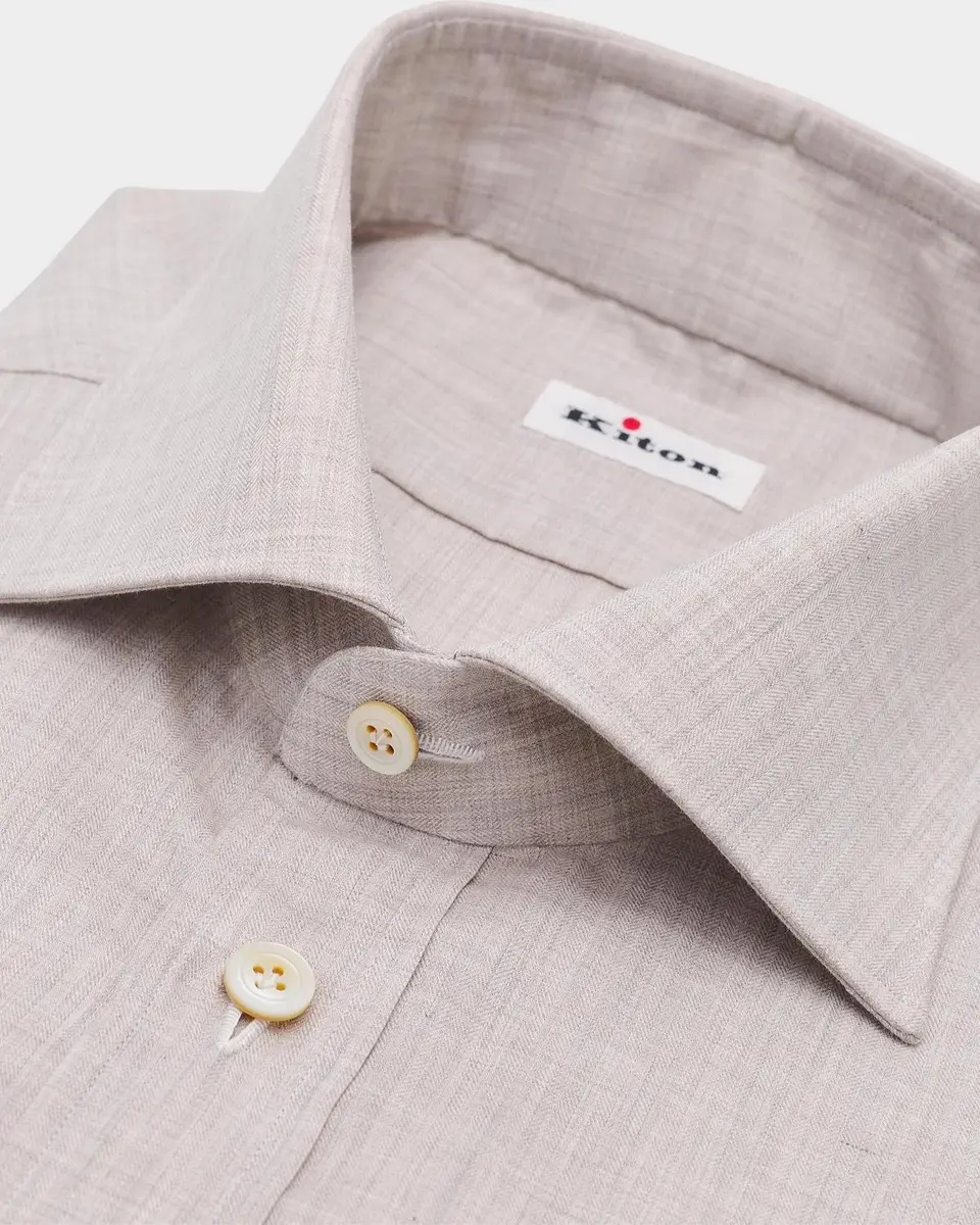 Kiton Men's Cotton Dress Shirt with Pocket | Thumbnail 2