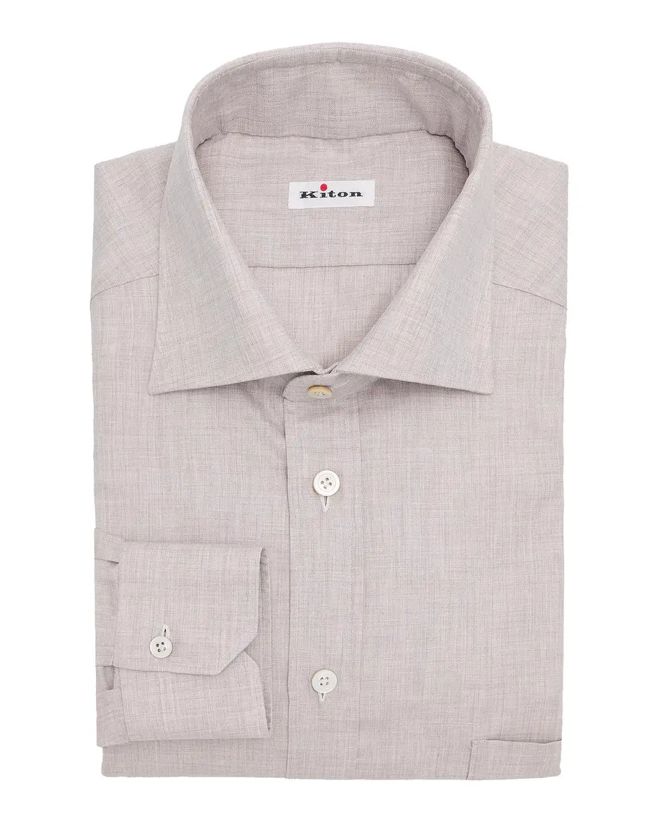 Kiton Men's Cotton Dress Shirt with Pocket | Thumbnail 3