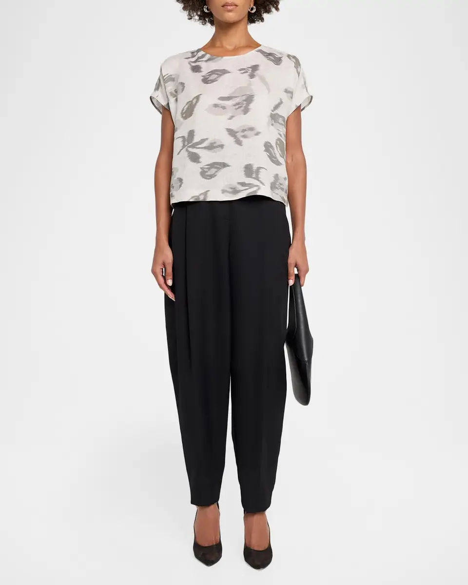 Emporio Armani Boxy Floral-Print Linen Blouse | Thumbnail 2 Emporio Armani Boxy Floral-Print Linen Blouse | Thumbnail 2