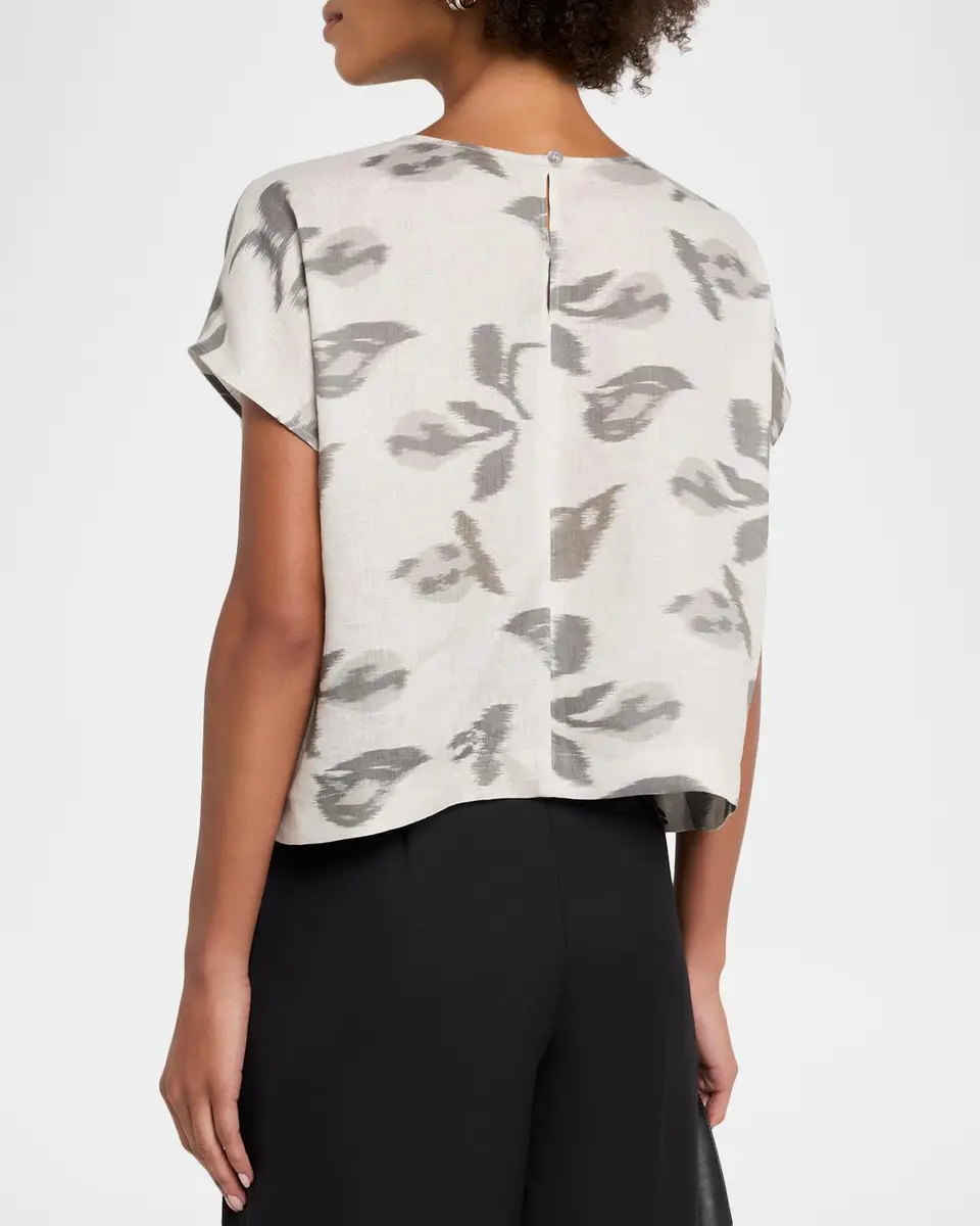 Emporio Armani Boxy Floral-Print Linen Blouse | Thumbnail 3 Emporio Armani Boxy Floral-Print Linen Blouse | Thumbnail 3