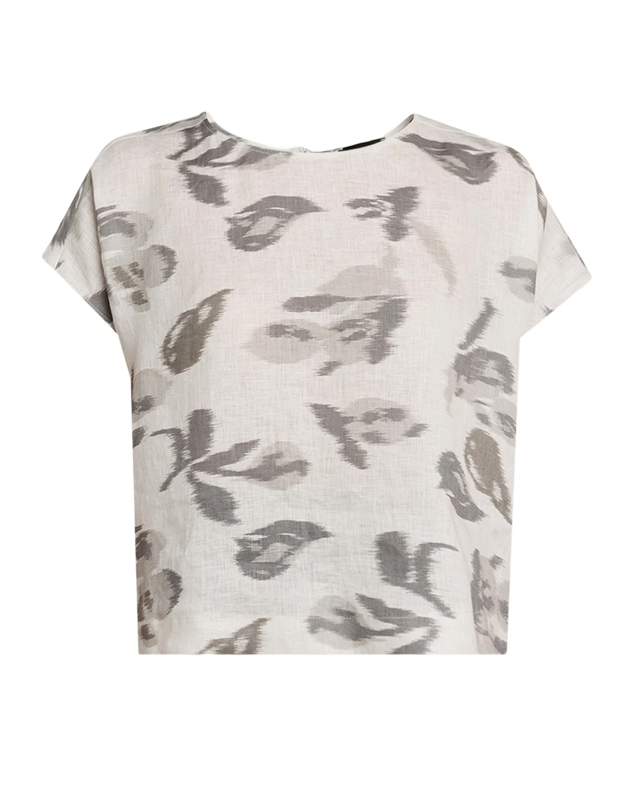 Emporio Armani Boxy Floral-Print Linen Blouse