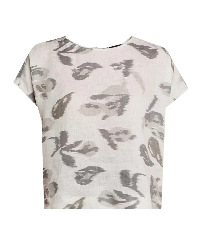 Emporio Armani Boxy Floral-Print Linen Blouse | Image 1 Emporio Armani Boxy Floral-Print Linen Blouse | Image 1