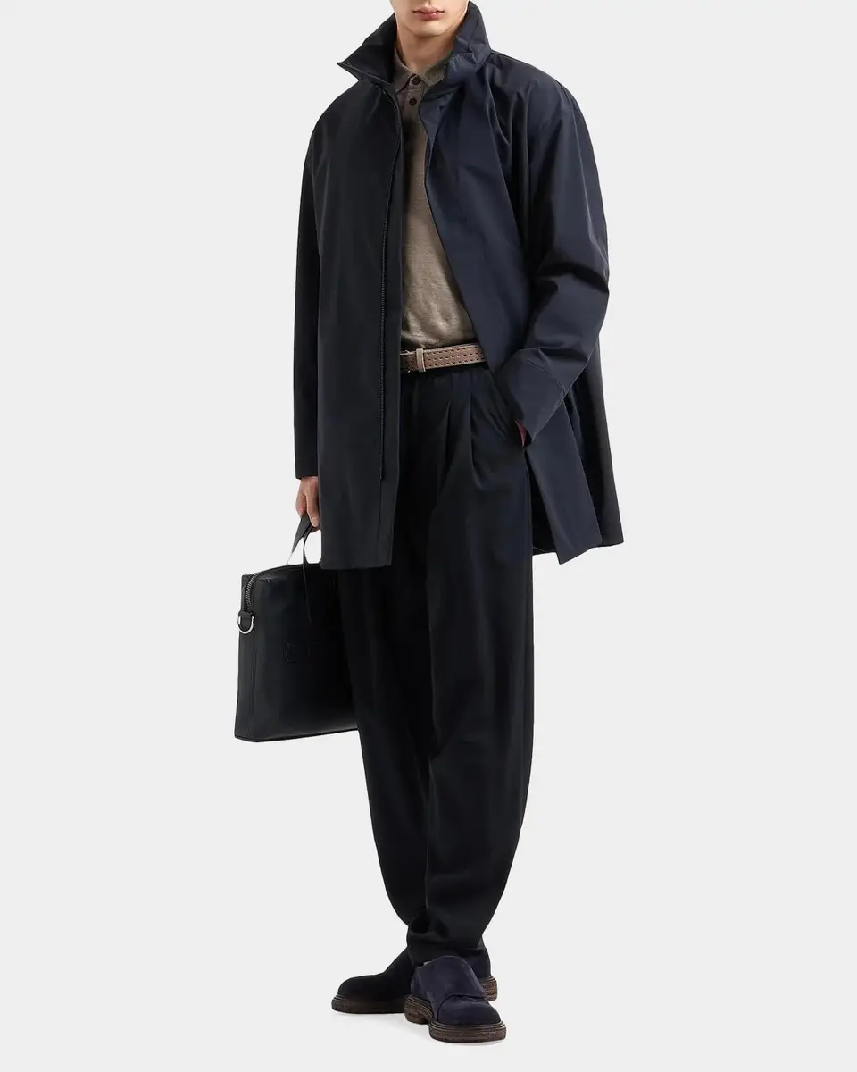 Giorgio Armani Men's Nylon Stretch Caban Coat | Thumbnail 2 Giorgio Armani Men's Nylon Stretch Caban Coat | Thumbnail 2