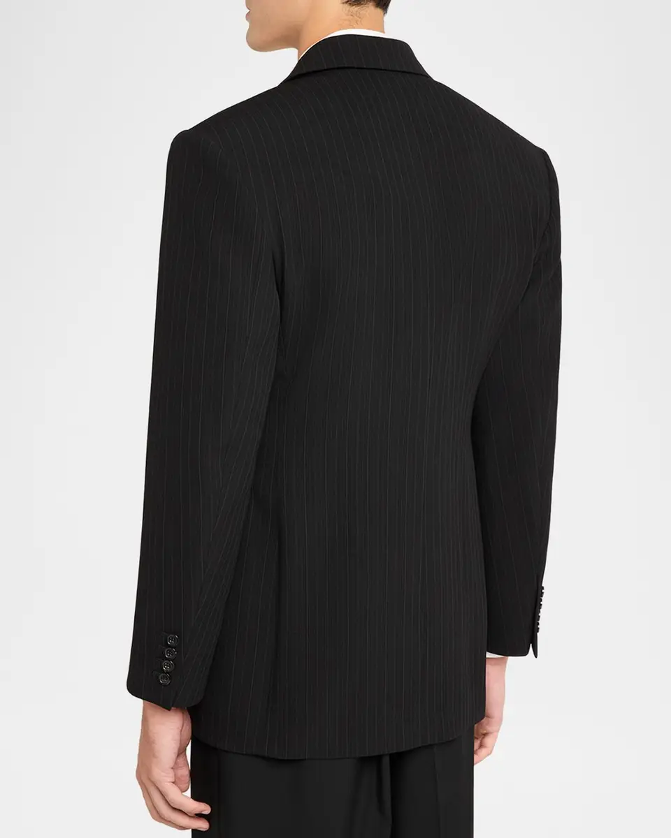 Saint Laurent Men's Chalk Stripe Wool Double-Breasted Sport Coat | Thumbnail 3
