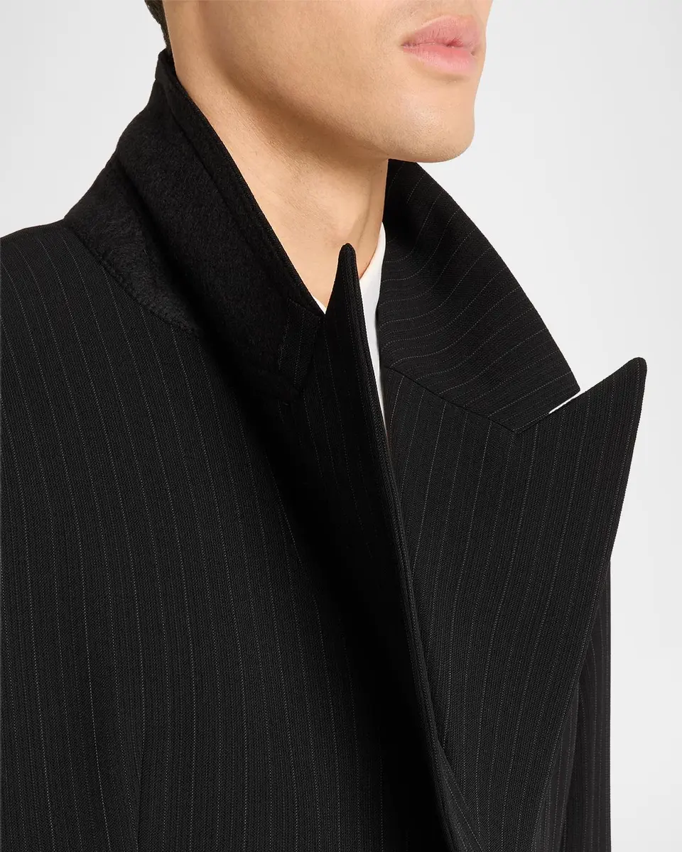 Saint Laurent Men's Chalk Stripe Wool Double-Breasted Sport Coat | Thumbnail 7