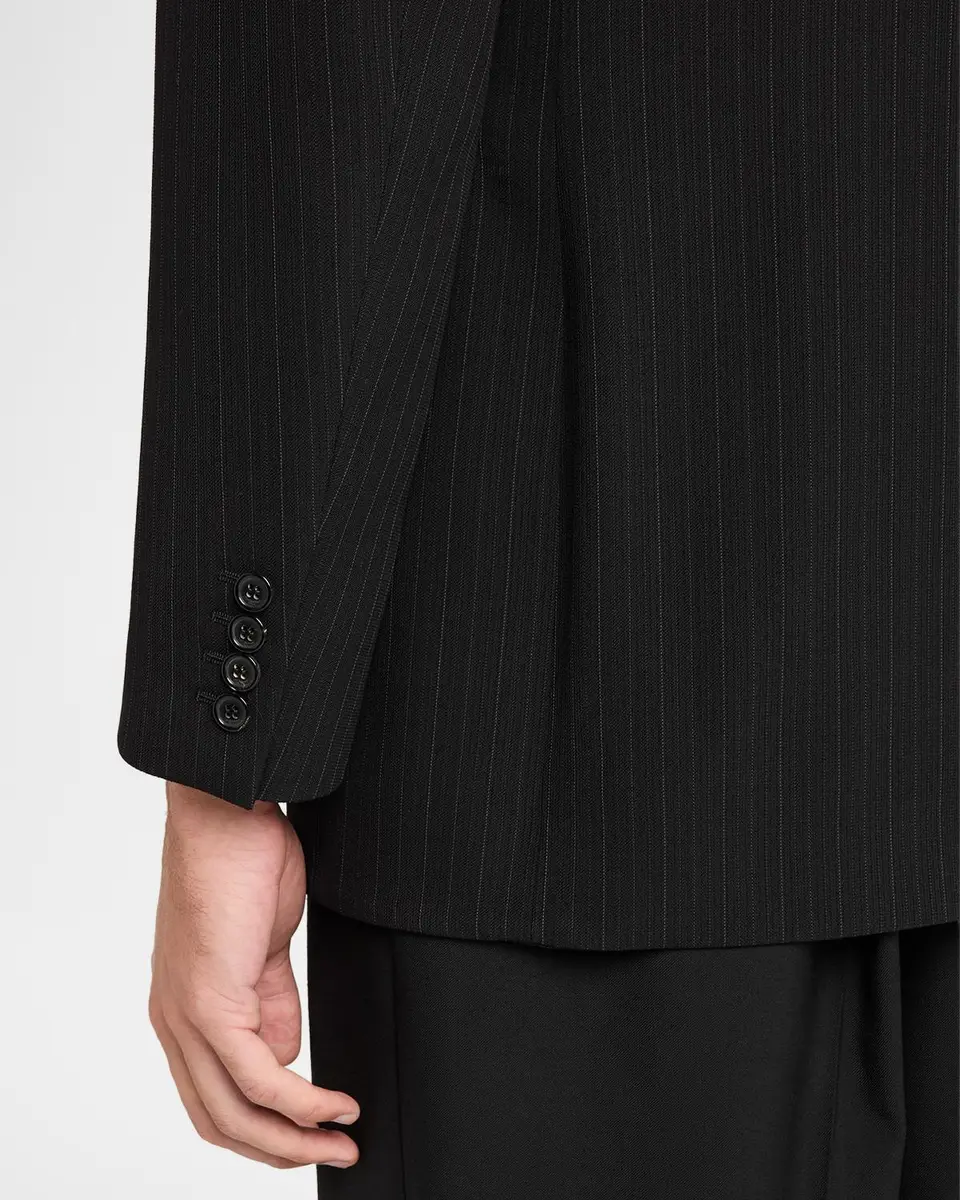 Saint Laurent Men's Chalk Stripe Wool Double-Breasted Sport Coat | Thumbnail 8