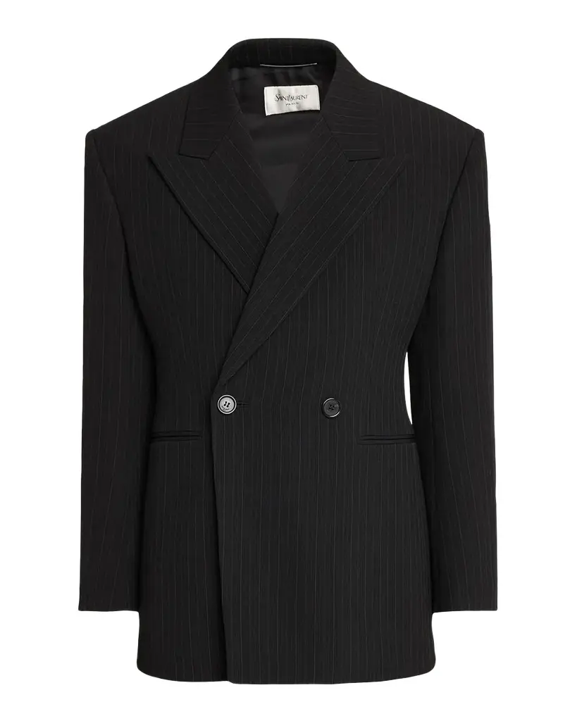 Saint Laurent Men's Chalk Stripe Wool Double-Breasted Sport Coat | Image 1 Saint Laurent Men's Chalk Stripe Wool Double-Breasted Sport Coat | Image 1