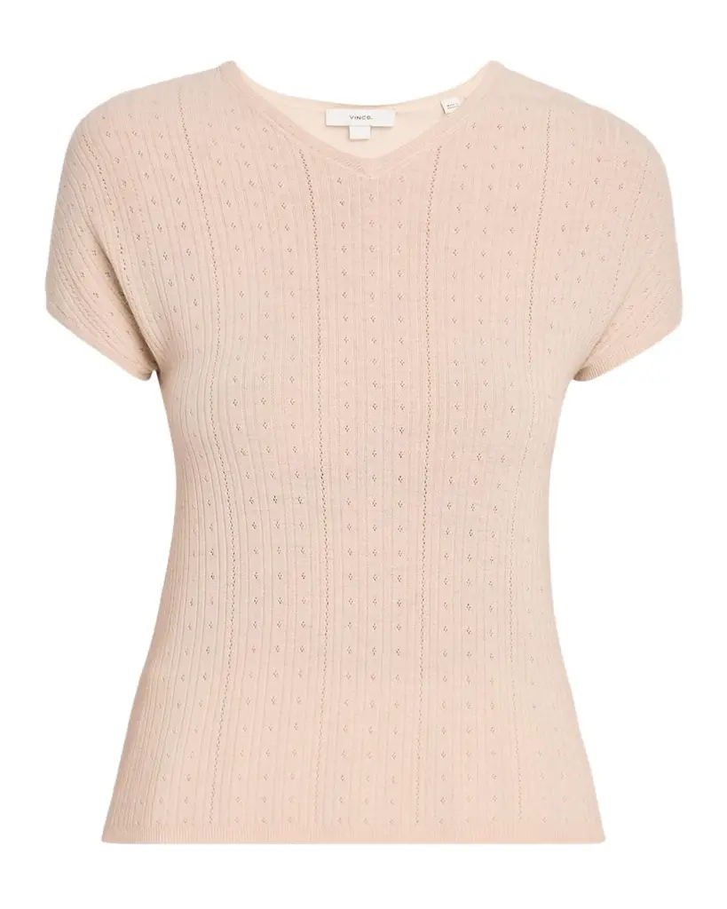 Vince Pointelle Wool T-Shirt | Image 1 Vince Pointelle Wool T-Shirt | Image 1