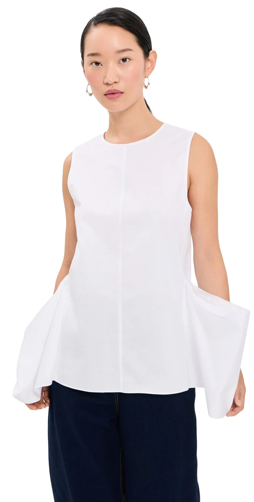 Tibi Eco Poplin Side Drape Top