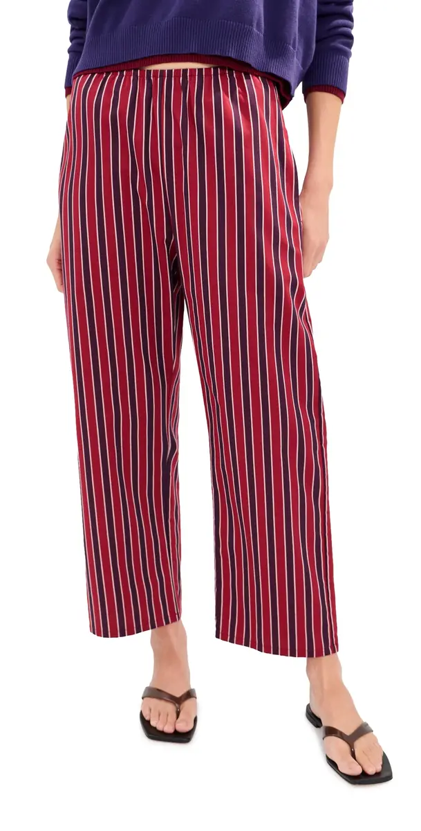 LE BOP Kelsey Cropped id Rise Pants Red/Navy Stripe | Image 1 LE BOP Kelsey Cropped id Rise Pants Red/Navy Stripe | Image 1