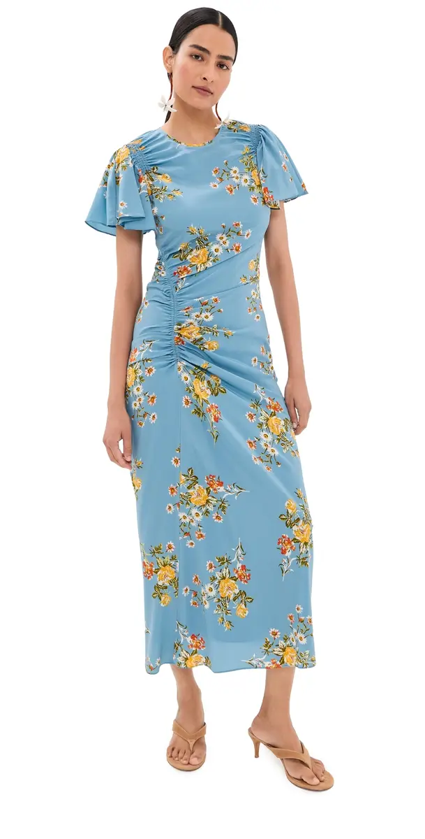 Veronica Beard Midi Huntleigh Dress Blue River Multi | Image 1 Veronica Beard Midi Huntleigh Dress Blue River Multi | Image 1