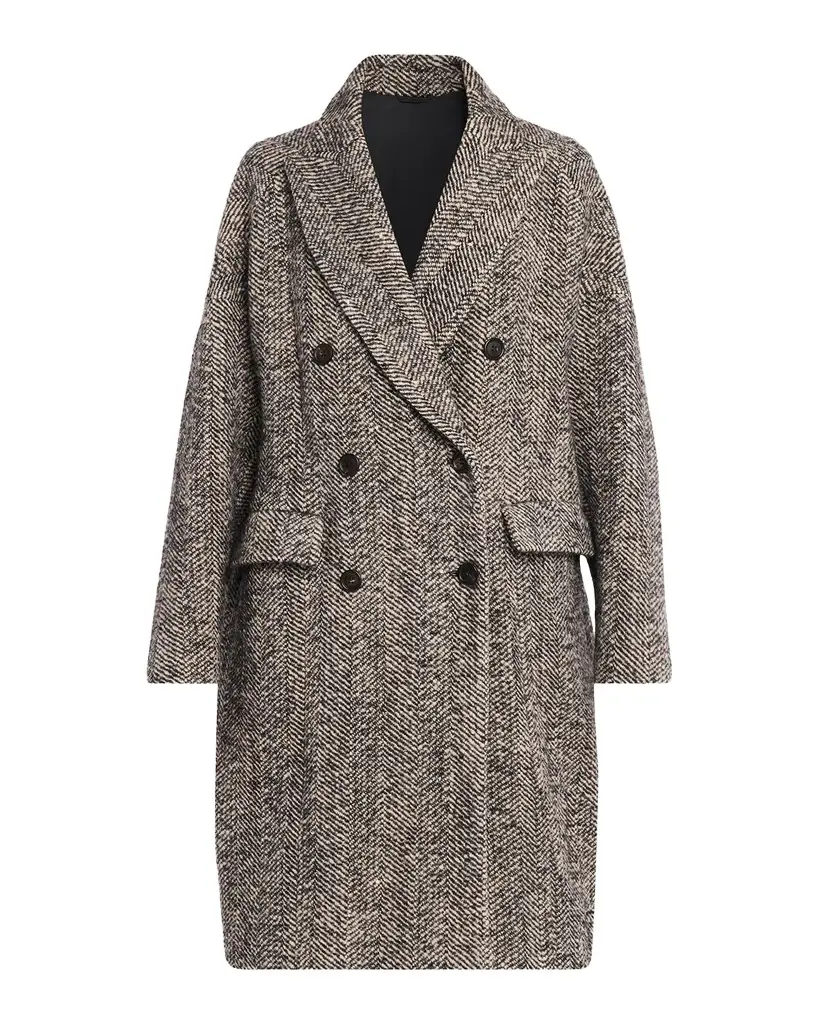 Brunello Cucinelli Maxi Herringbone Double-Breasted Coat | Image 1 Brunello Cucinelli Maxi Herringbone Double-Breasted Coat | Image 1