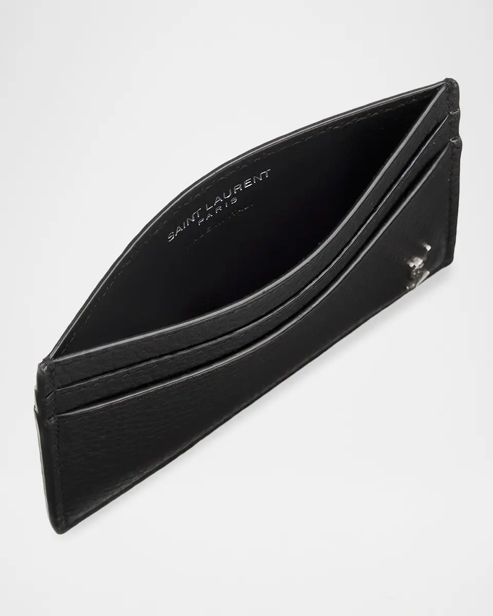 Saint Laurent Men's Tiny Cassandre YSL Card Holder in Leather | Thumbnail 2 Saint Laurent Men's Tiny Cassandre YSL Card Holder in Leather | Thumbnail 2