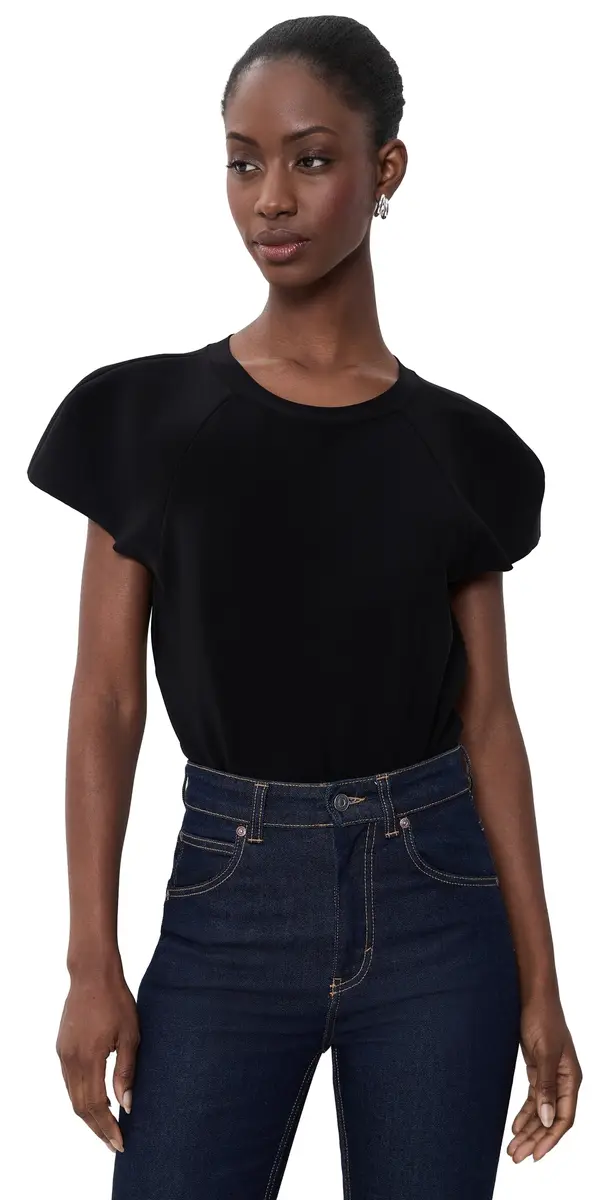 Norma Kamali Cap Sleeve Bomber Bodysuit Black | Image 1 Norma Kamali Cap Sleeve Bomber Bodysuit Black | Image 1