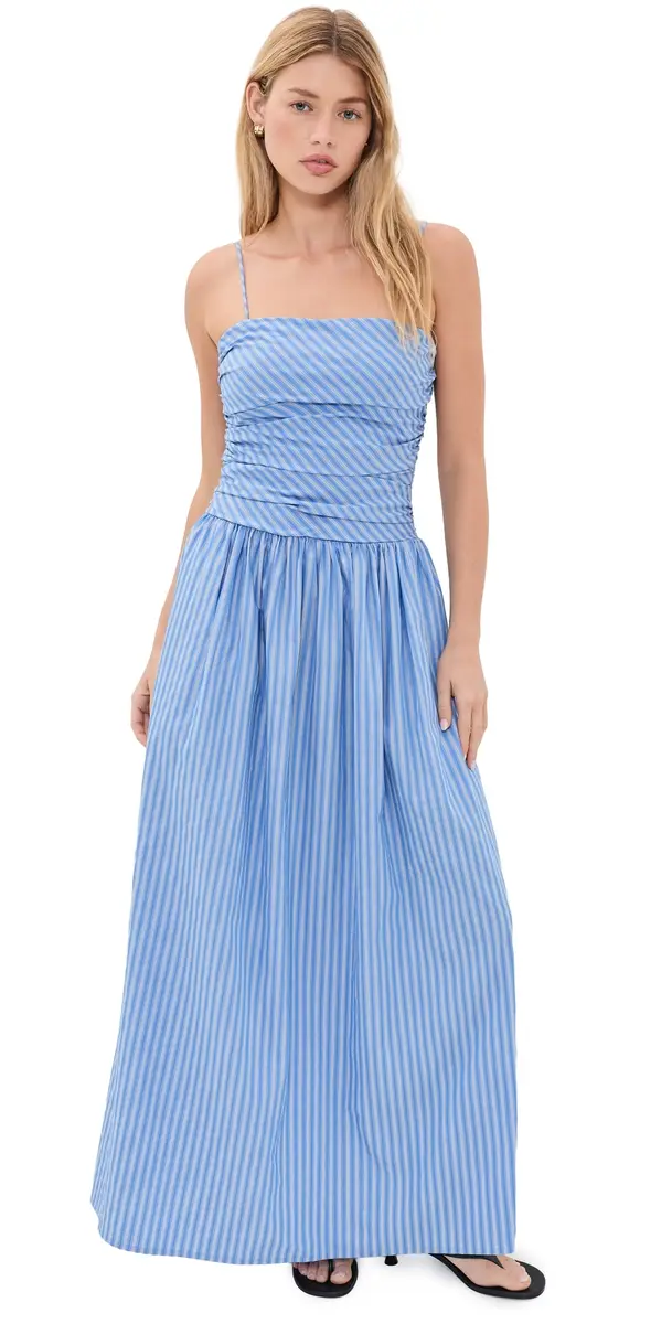 Faithfull Portlligat Maxi Dress Joao Stripe Azulejo Blue | Image 1 Faithfull Portlligat Maxi Dress Joao Stripe Azulejo Blue | Image 1