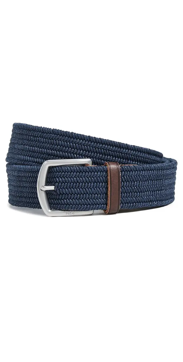 Polo Ralph Lauren 34mm Braided tretch Belt Navy | Image 1 Polo Ralph Lauren 34mm Braided tretch Belt Navy | Image 1