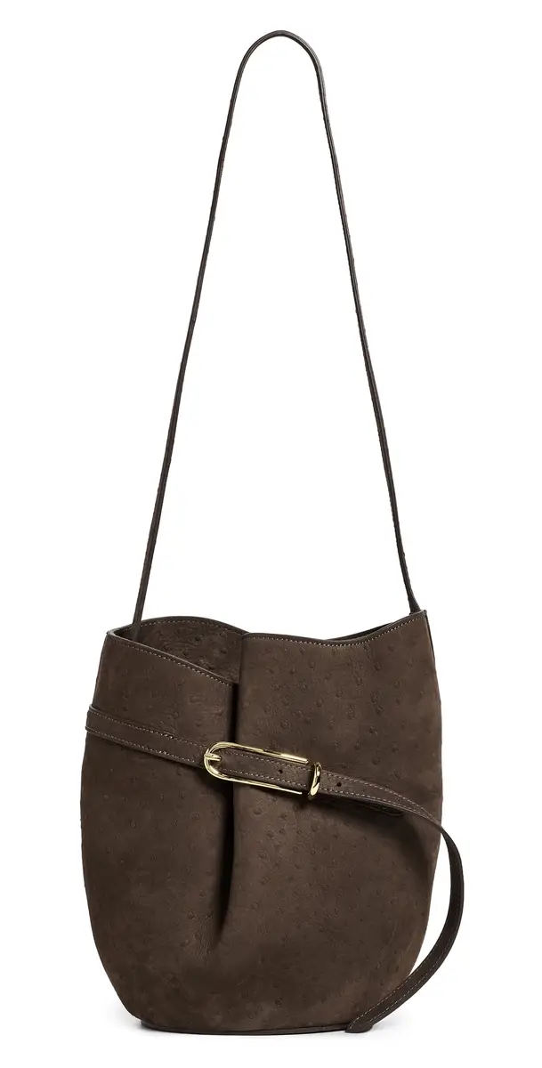 Liffner Belted Bucket Bag Dark Brown Ostrich Emboss One Size | Image 1 Liffner Belted Bucket Bag Dark Brown Ostrich Emboss One Size | Image 1