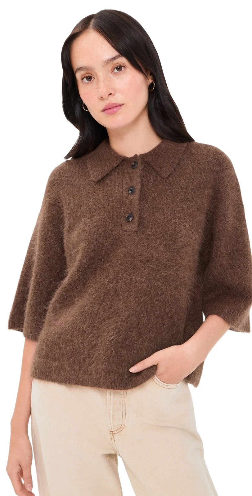 Nadya Alpaca Blend Boxy Polo Sweater Nadya Alpaca Blend Boxy Polo Sweater