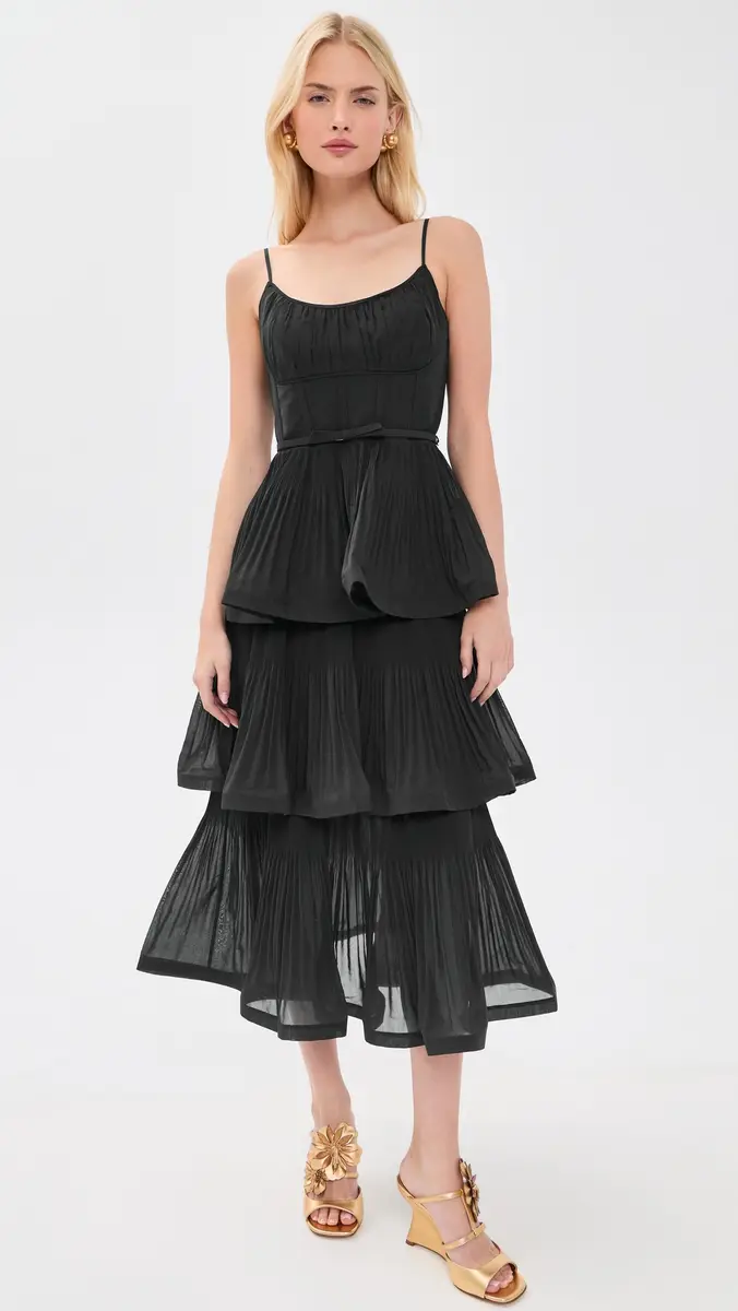 Zimmermann Pleated Tiered Midi Dress | Thumbnail 2 Zimmermann Pleated Tiered Midi Dress | Thumbnail 2