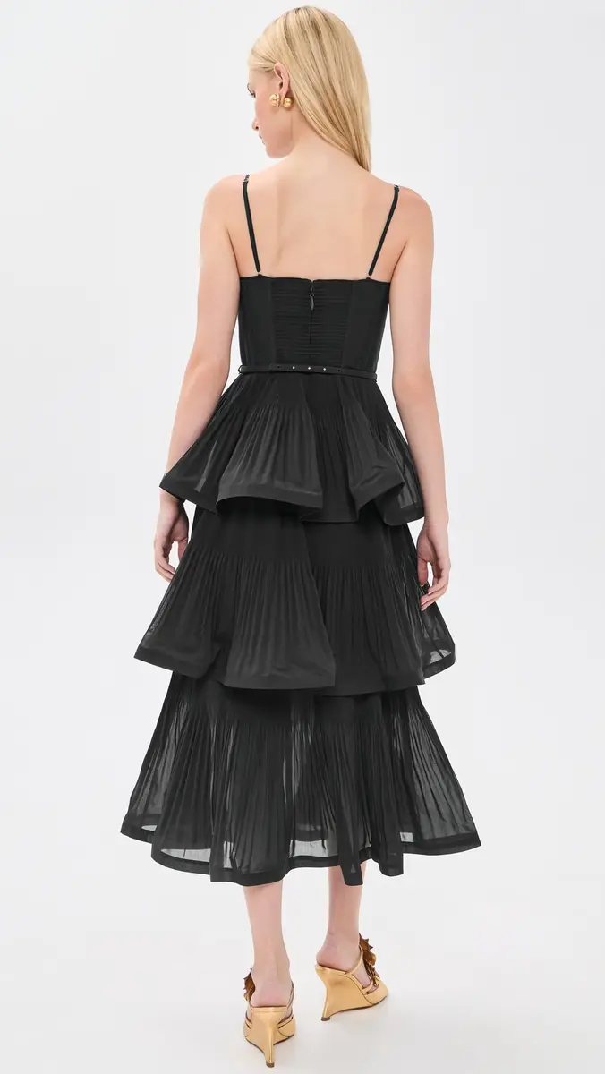 Zimmermann Pleated Tiered Midi Dress | Thumbnail 3 Zimmermann Pleated Tiered Midi Dress | Thumbnail 3