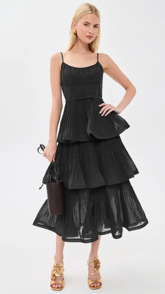 Zimmermann Pleated Tiered Midi Dress | Thumbnail 5 Zimmermann Pleated Tiered Midi Dress | Thumbnail 5
