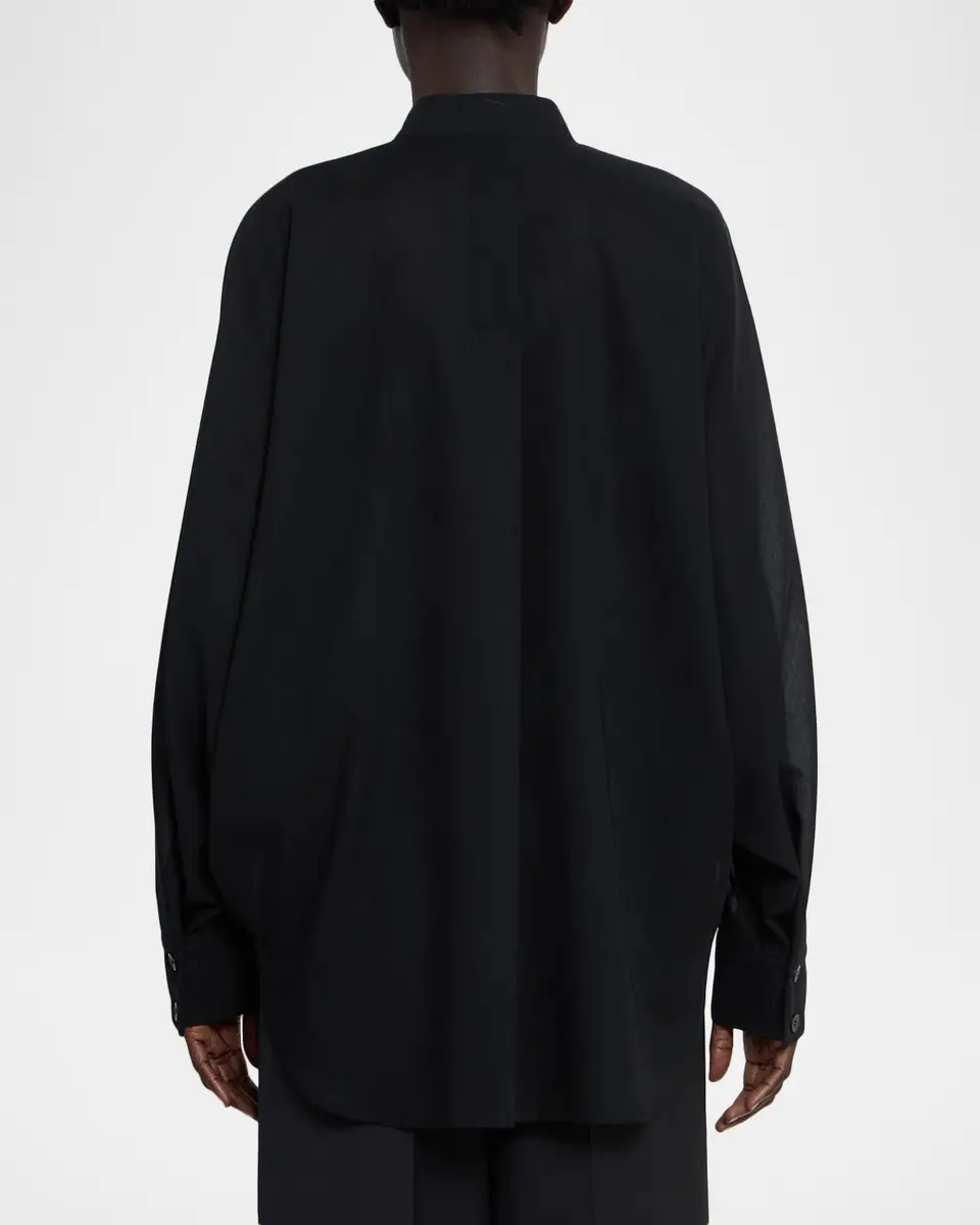 Issey Miyake Sheer Wool Dolman-Sleeve Button-Down Shirt | Thumbnail 3