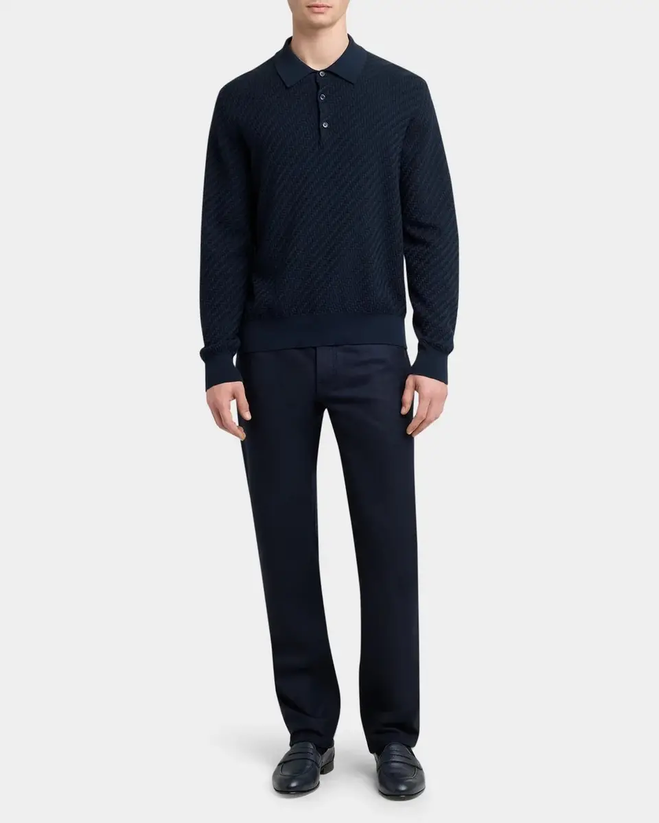 Brioni Men's Cotton and Cashmere Jacquard Polo Sweater | Thumbnail 2 Brioni Men's Cotton and Cashmere Jacquard Polo Sweater | Thumbnail 2