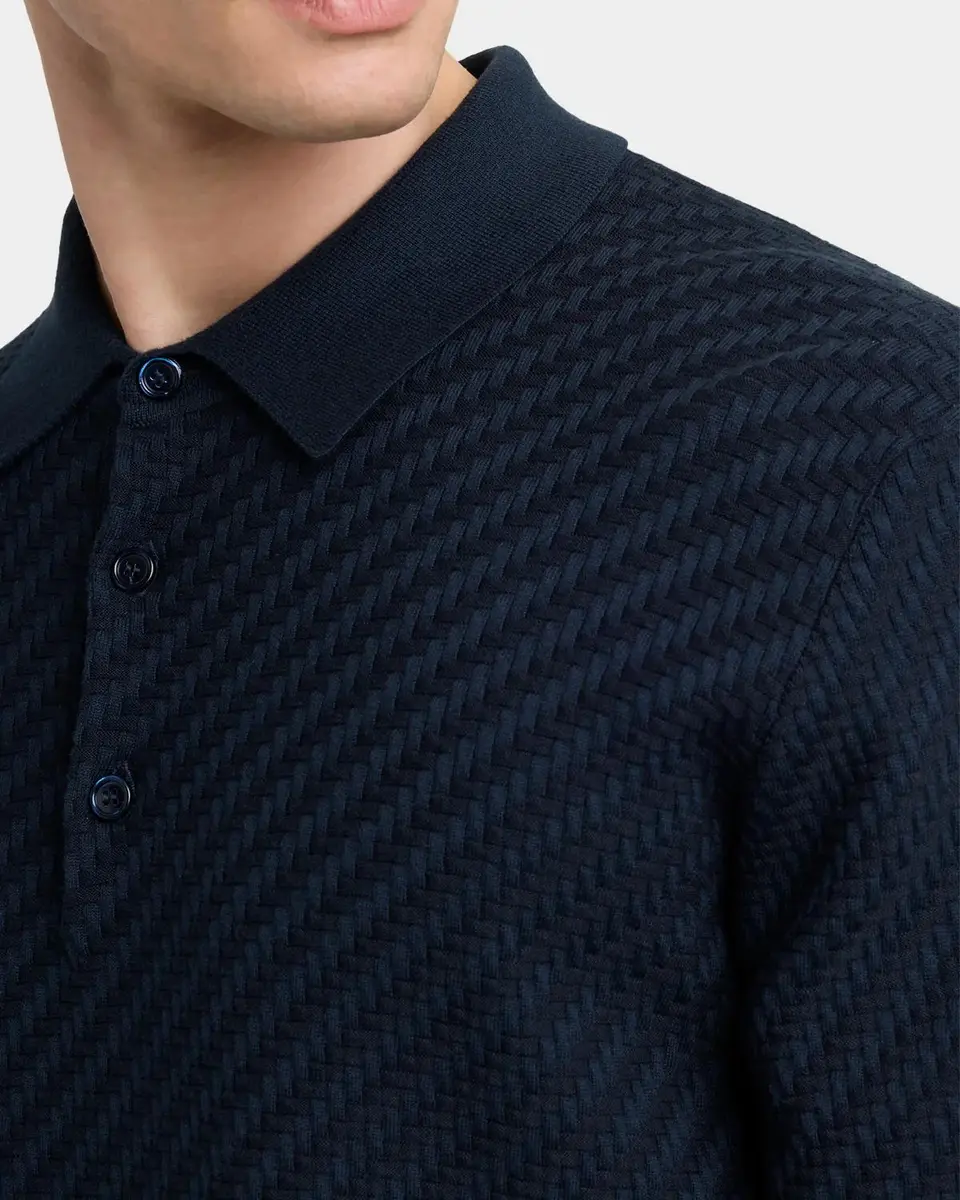 Brioni Men's Cotton and Cashmere Jacquard Polo Sweater | Thumbnail 5 Brioni Men's Cotton and Cashmere Jacquard Polo Sweater | Thumbnail 5