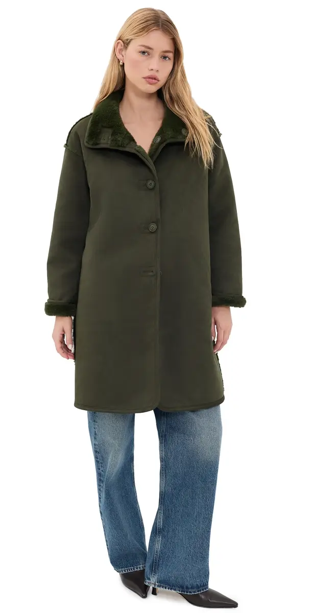Velvet Faux Suede Yves Coat Hunter Green | Image 1 Velvet Faux Suede Yves Coat Hunter Green | Image 1