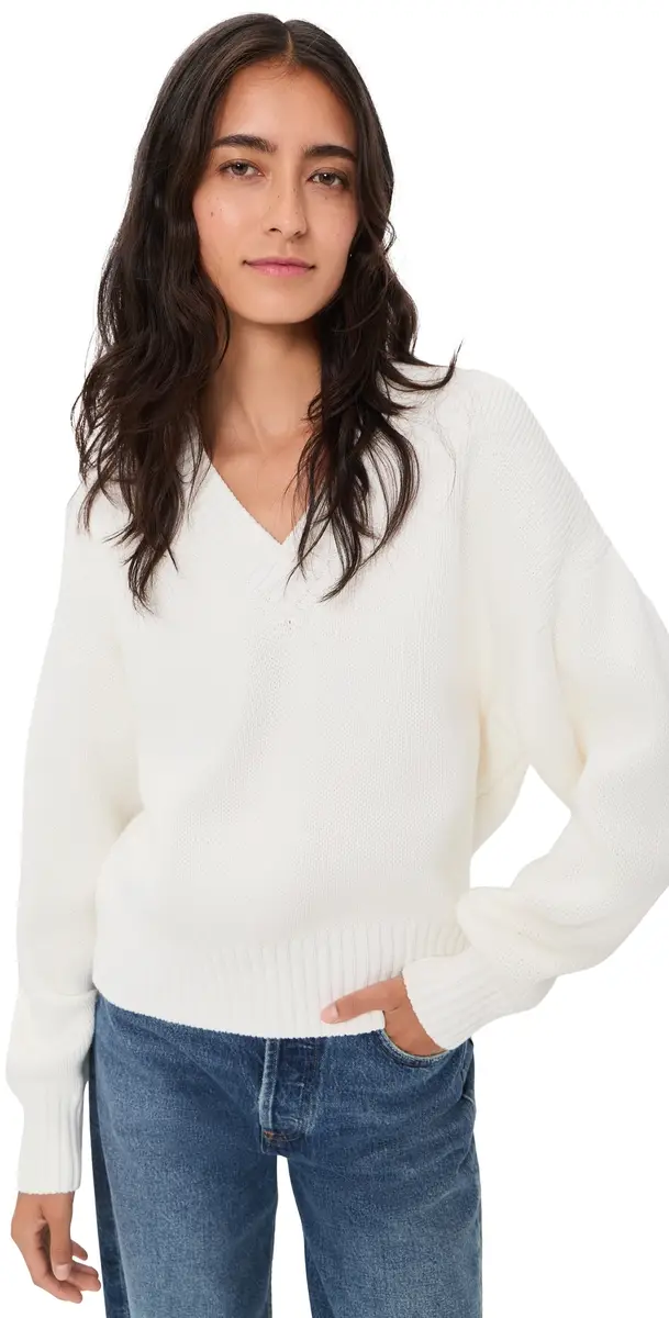 Pistola Nika Heavyweight V Neck Sweater White | Image 1 Pistola Nika Heavyweight V Neck Sweater White | Image 1