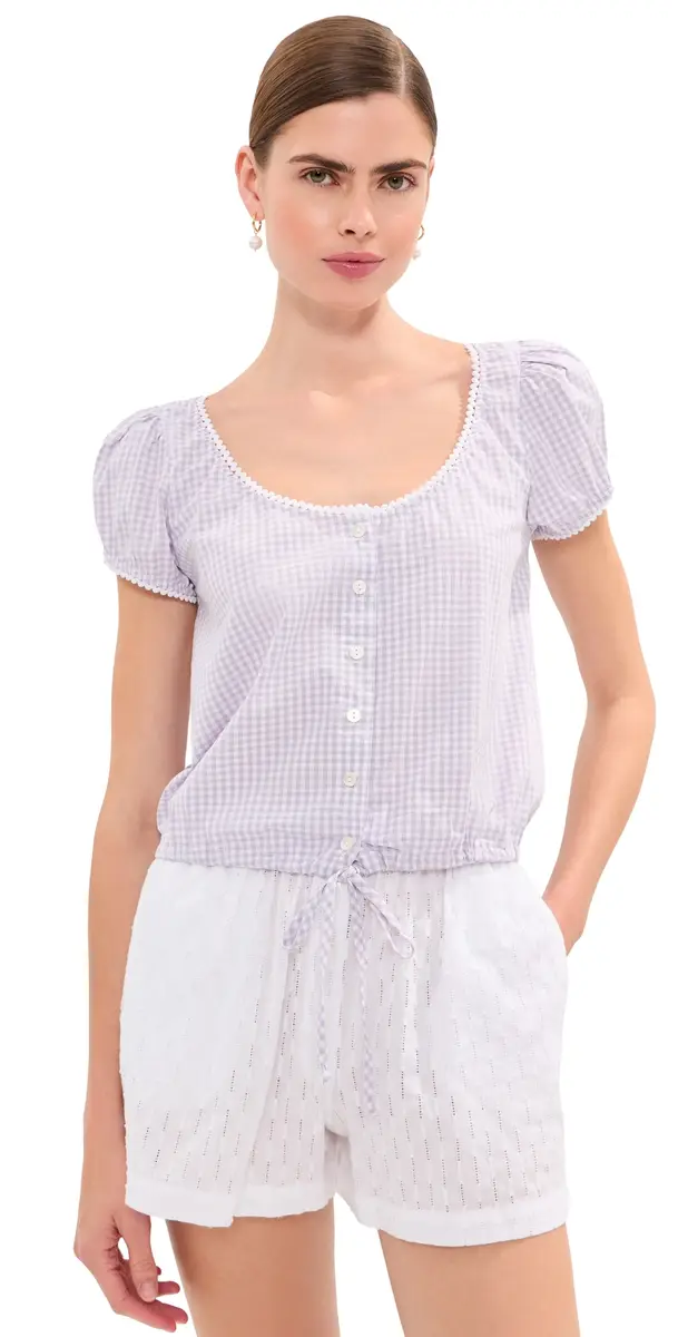 LE BOP Babydoll Blouse ilac Gingham | Image 1 LE BOP Babydoll Blouse ilac Gingham | Image 1